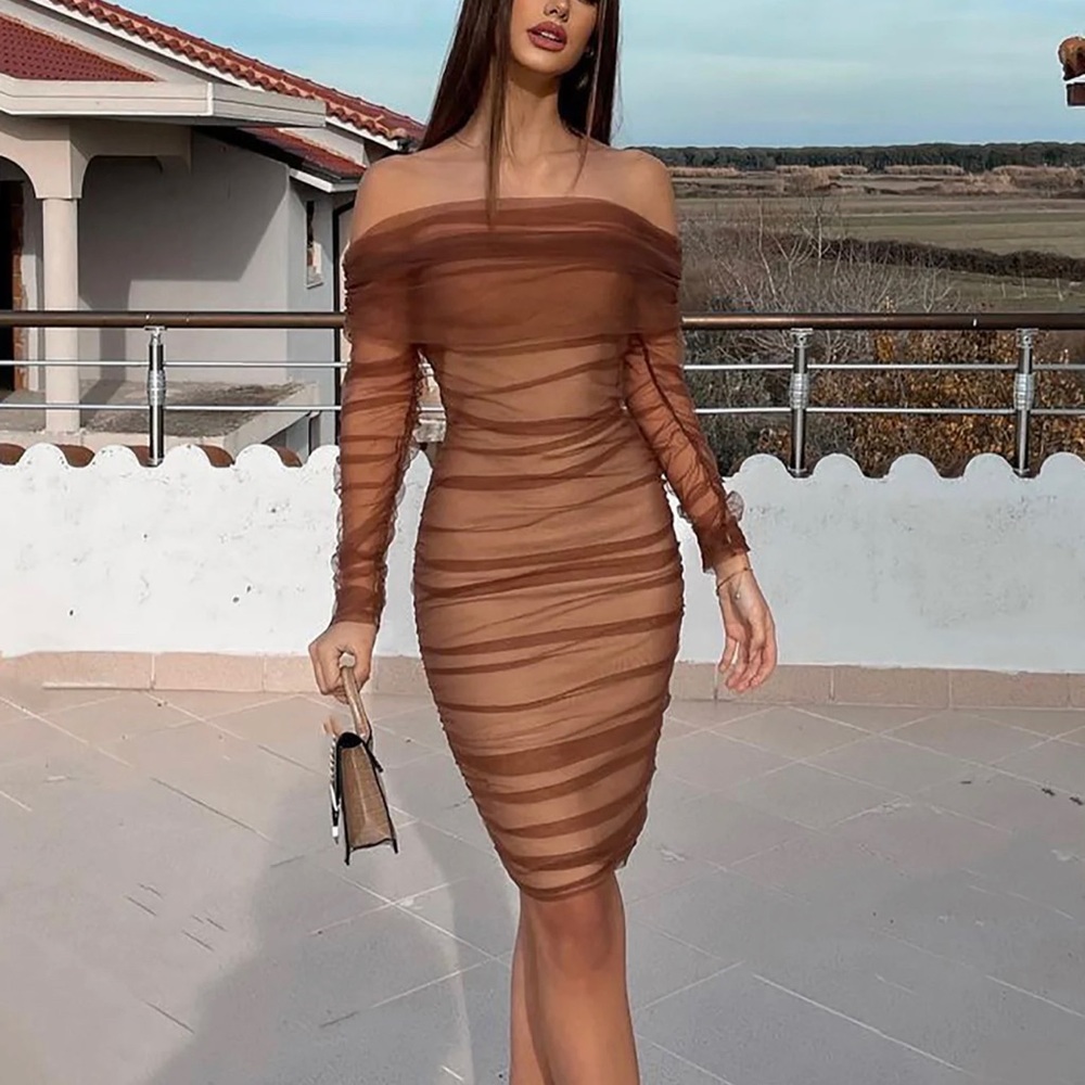 Brown midi dress